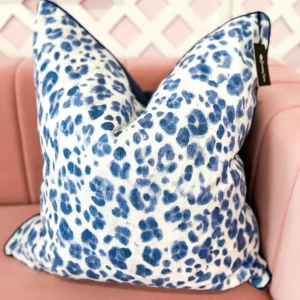 Thibaut Designer Pillow Cover - Panthera in Navy with Navy Cord-Brianna Cannon New
