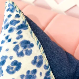 Thibaut Designer Pillow Cover - Panthera in Navy with Blue Ombre Cord-Brianna Cannon Discount