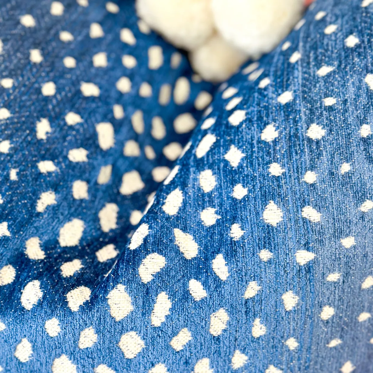 thibaut_designer_pillow_c_1.webp Thibaut Designer Pillow Cover - Gazelle in Blue with Jumbo Pom Trim-Brianna Cannon Hot