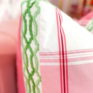 Thibaut Designer Pillow Cover - New England Plaid in Raspberry with Hartney Trim-Brianna Cannon Best