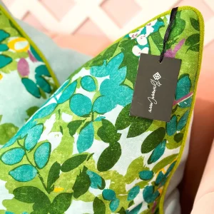 Thibaut Designer Pillow Cover - Central Park in Sky Blue with Green Cord-Brianna Cannon New