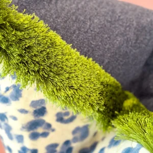 Thibaut Designer Pillow Cover - Panthera in Navy with Green Brush Trim-Brianna Cannon Fashion