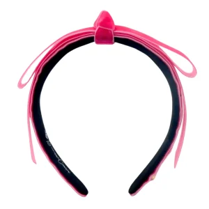 Thin Hot Pink Ribbon Bow Headband-Brianna Cannon Hot