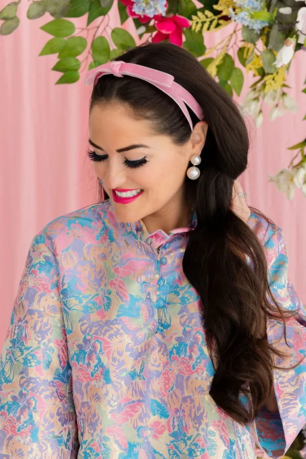 Thin Light Pink Ribbon Bow Headband-Brianna Cannon Outlet