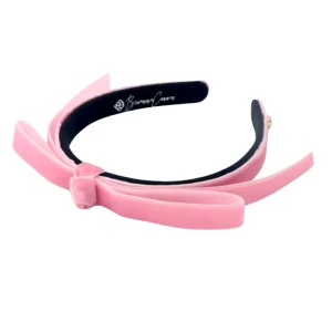 Thin Light Pink Ribbon Bow Headband-Brianna Cannon Outlet
