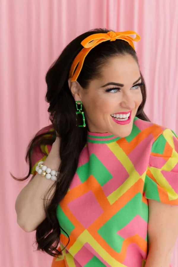 Thin Orange Velvet Ribbon Bow Headband-Brianna Cannon Discount
