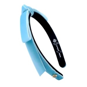 Thin Pastel Blue Velvet Ribbon Bow Headband-Brianna Cannon Hot