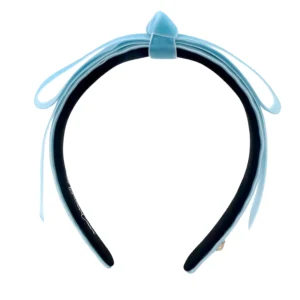 Thin Pastel Blue Velvet Ribbon Bow Headband-Brianna Cannon Hot