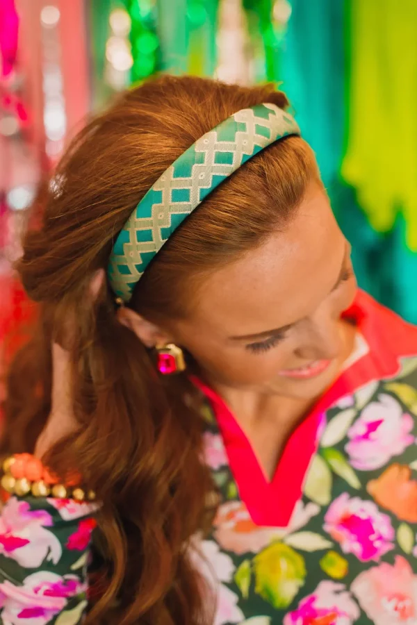 Thin Teal Interlock Headband-Brianna Cannon Online