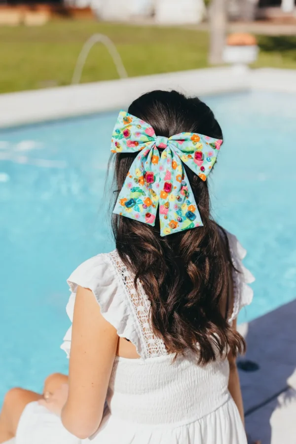 Tropics Floral Bow Barrette With Crystals-Brianna Cannon Clearance