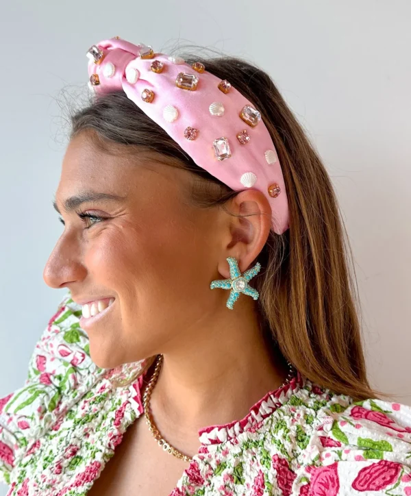 Turquoise Cabochon and Crystal Starfish Stud Earrings-Brianna Cannon Online