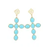 Turquoise Cabochon Cross Earrings-Brianna Cannon Online