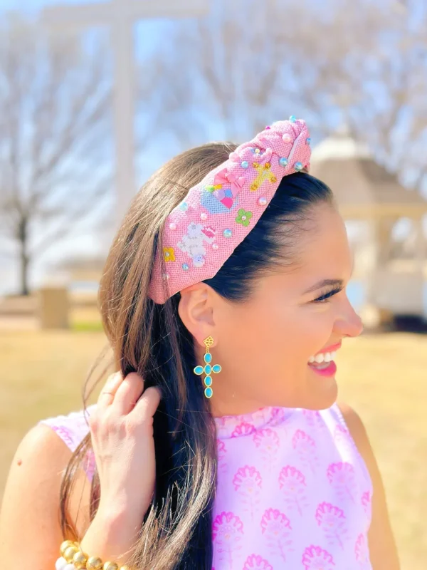 Turquoise Cabochon Cross Earrings-Brianna Cannon Online