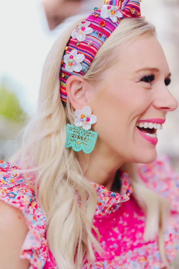 Turquoise Fiesta Papel Picado Earrings-Brianna Cannon Hot