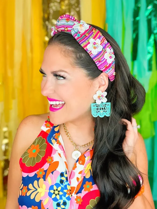 Turquoise Fiesta Papel Picado Earrings-Brianna Cannon Hot