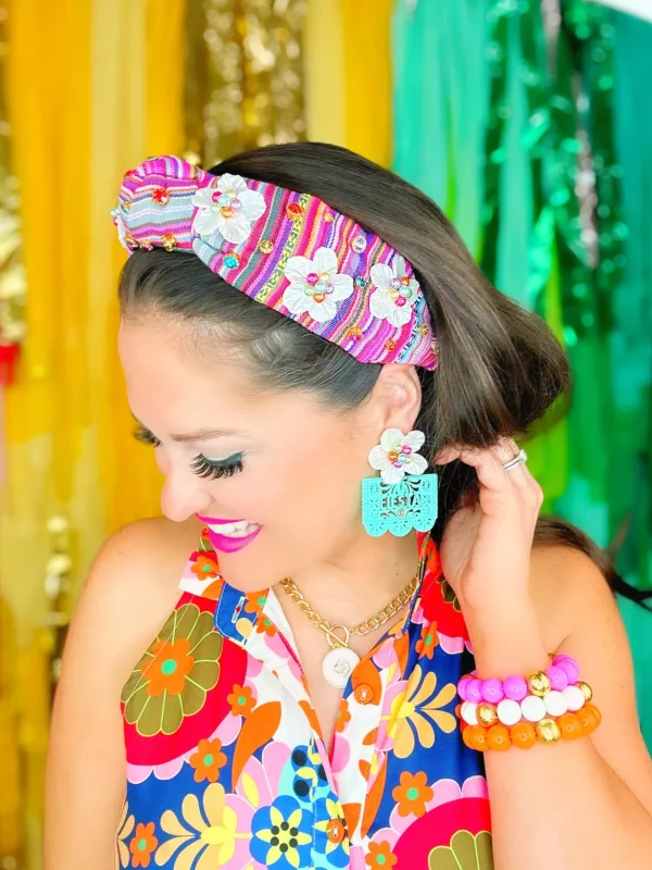 Turquoise Fiesta Papel Picado Earrings-Brianna Cannon Hot