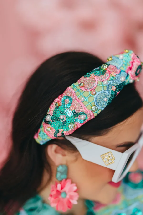 Turquoise Mosaic Headband-Brianna Cannon Outlet