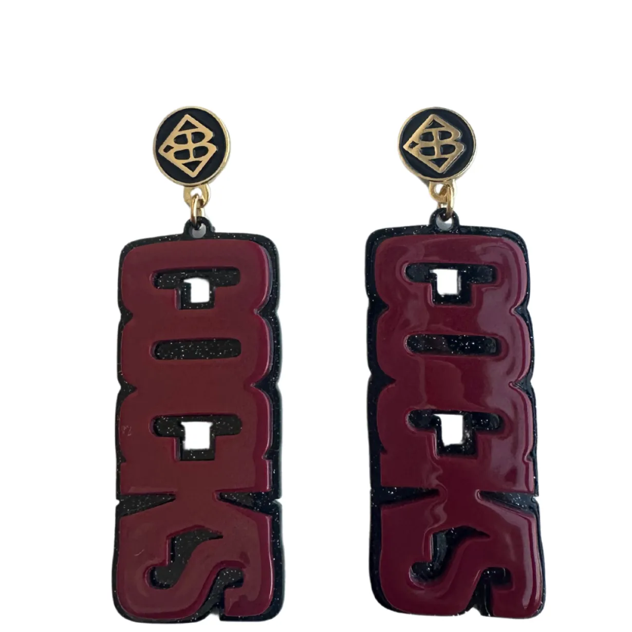 university_of_south_carol_0-10.webp University of South Carolina Garnet & Black Glitter COCKS Earrings-Brianna Cannon Hot