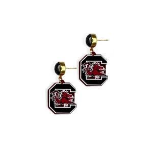 University of South Carolina Mini Garnet Logo Earrings-Brianna Cannon New