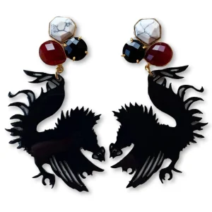 University of South Carolina Black Gamecock Earrings with 3 Gemstones-Brianna Cannon Clearance