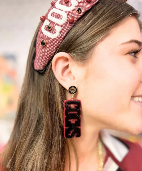 University of South Carolina Black and Garnet COCKS Earrings-Brianna Cannon New