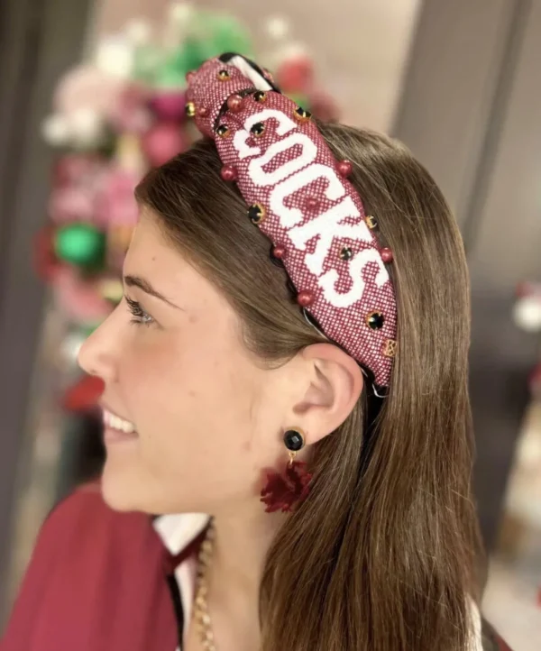 University of South Carolina Mini Garnet Gamecock Earrings-Brianna Cannon Fashion