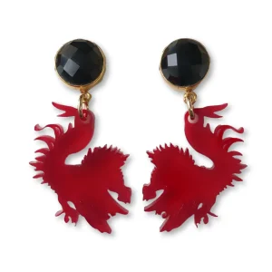 University of South Carolina Mini Garnet Gamecock Earrings-Brianna Cannon Fashion