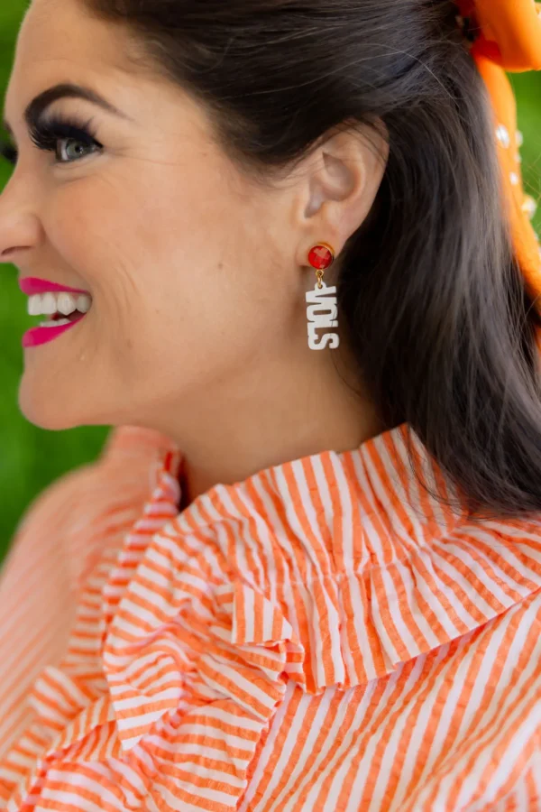 University of Tennessee Mini White VOLS Earrings-Brianna Cannon Best