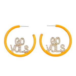 University of Tennessee Orange GO VOLS Pavé Hoop Earrings-Brianna Cannon Online