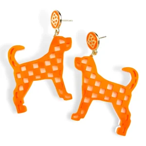 University of Tennessee Orange and White Checkered Smokey Earrings-Brianna Cannon Discount