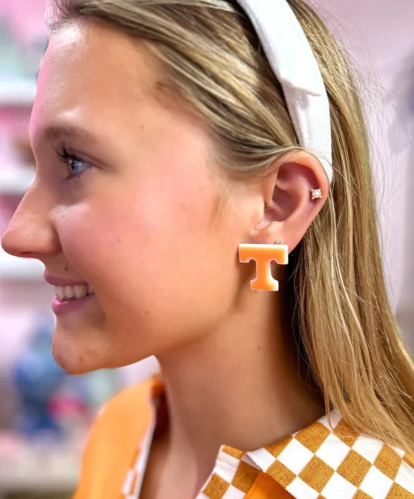 University of Tennessee Orange and White Power T Studs-Brianna Cannon Sale