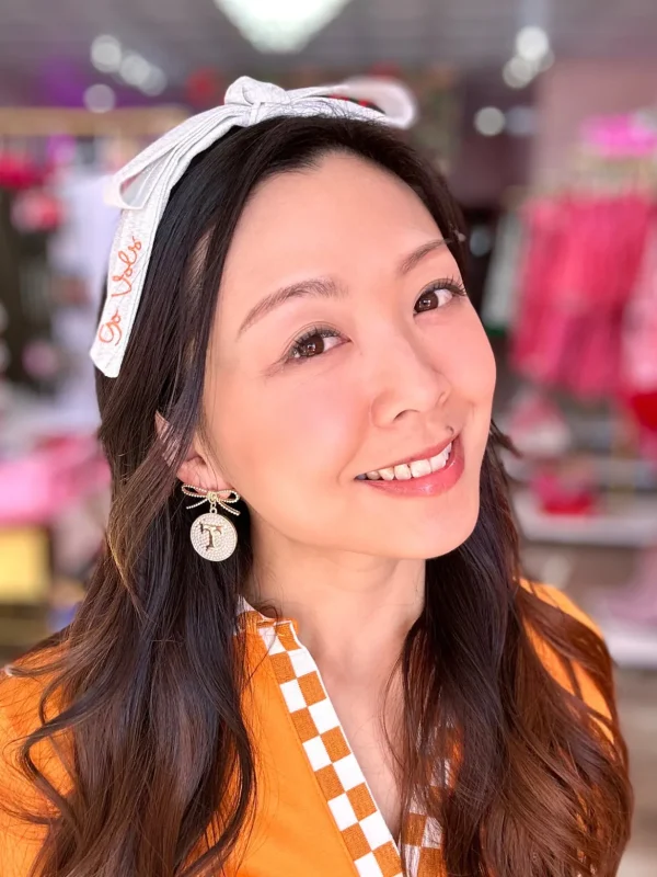 University of Tennessee White Thin Embroidered Ribbon Bow Headband-Brianna Cannon New