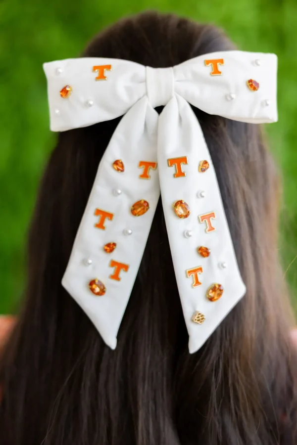 University of Tennessee White Tennessee Bow Barrette-Brianna Cannon Sale