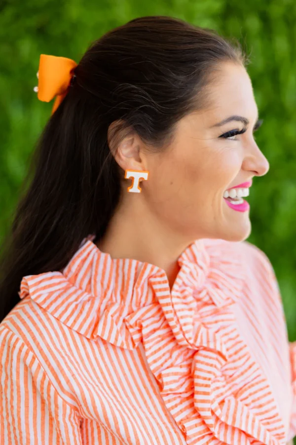 University of Tennessee White and Orange Power T Studs-Brianna Cannon Hot