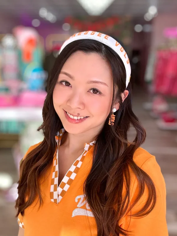 University of Tennessee White Thin Embroidered Headband-Brianna Cannon Best
