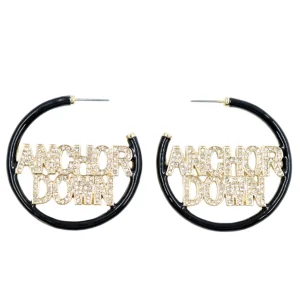 Vanderbilt ANCHOR DOWN Black Pavé Hoop Earrings-Brianna Cannon Outlet