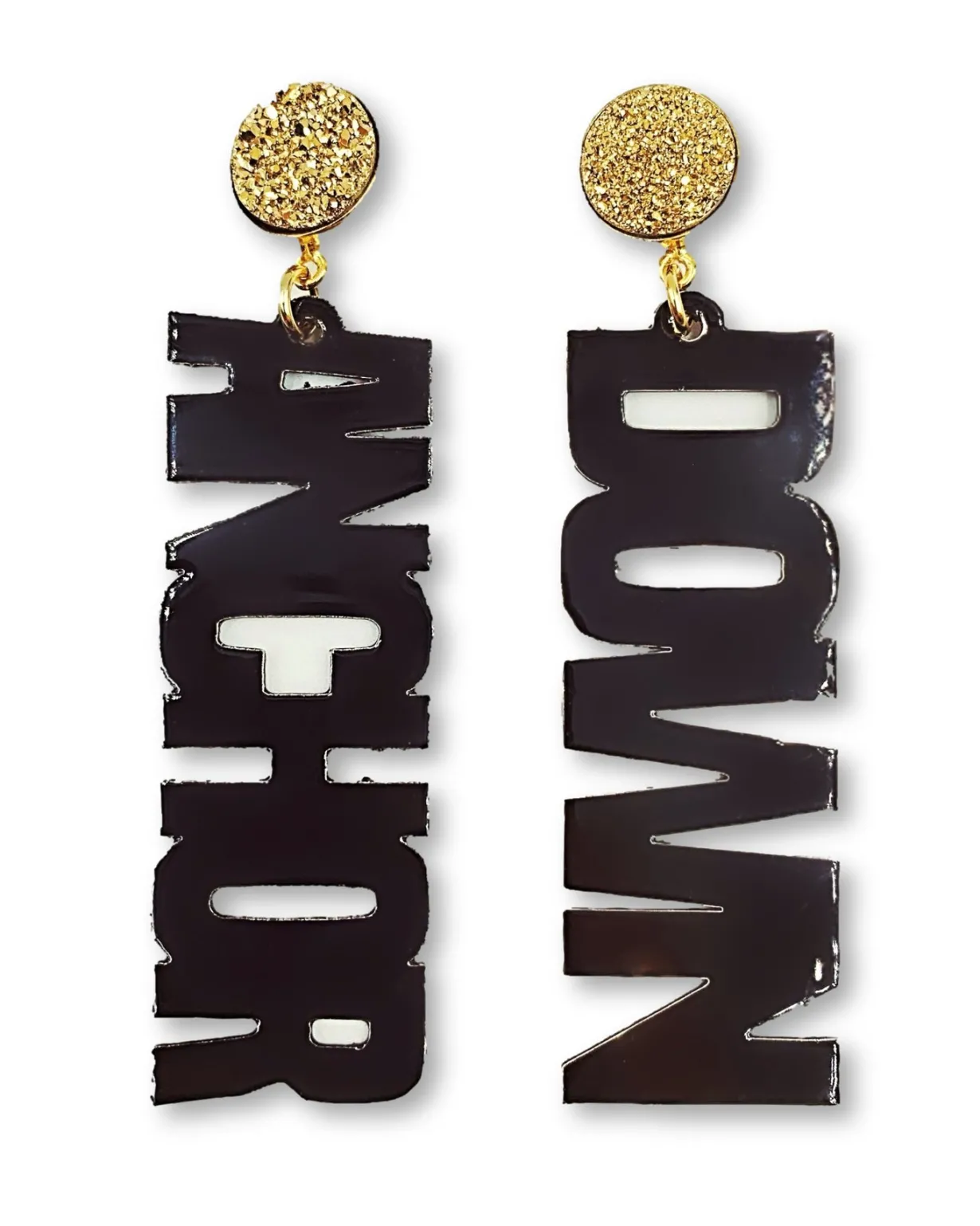 vanderbilt_black_anchor_d_0.webp Vanderbilt Black ANCHOR DOWN Earrings with Gold Druzy-Brianna Cannon Hot