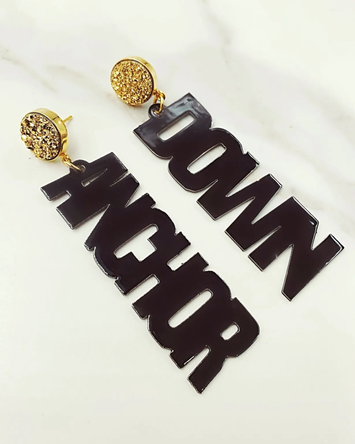 vanderbilt_black_anchor_d_1.webp Vanderbilt Black ANCHOR DOWN Earrings with Gold Druzy-Brianna Cannon Hot