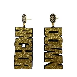 Vanderbilt Gold Glitter and Black ANCHOR DOWN Earrings-Brianna Cannon Hot