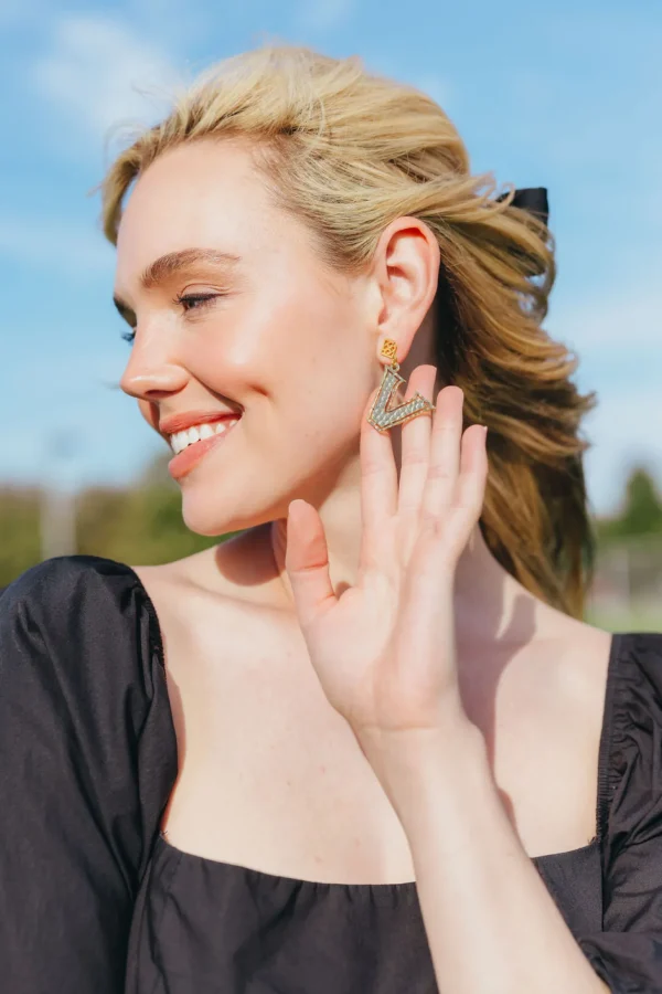 Vanderbilt Gold Logo Earring with BC Logo-Brianna Cannon Sale