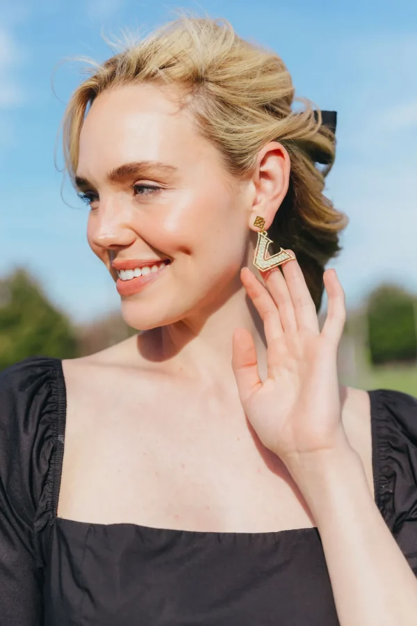 Vanderbilt Gold Logo Earring with BC Logo-Brianna Cannon Sale