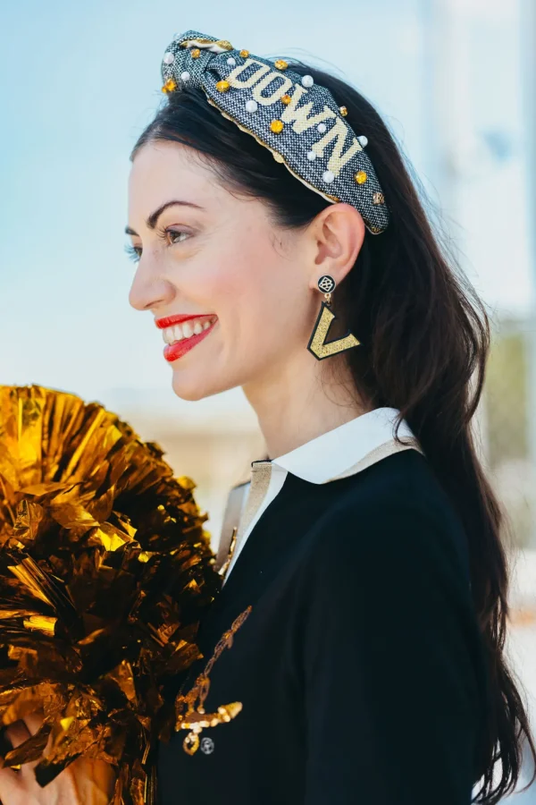 Vanderbilt Gold Logo over Black Earrings-Brianna Cannon Hot