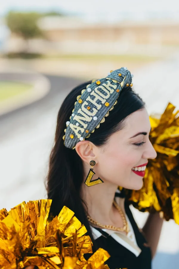 Vanderbilt Gold Logo over Black Earrings-Brianna Cannon Hot