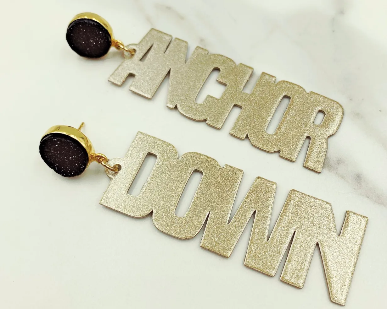 vanderbilt_gold_tone_anch_2-1.webp Vanderbilt Gold Tone ANCHOR DOWN Earrings with Black Druzy-Brianna Cannon Outlet