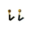 Vanderbilt Mini Black and Gold Logo Earrings-Brianna Cannon Fashion