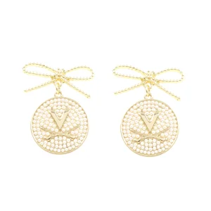 Virginia Logo Pearl Medallion Earring-Brianna Cannon Online
