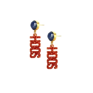 Virginia Mini Orange Glitter HOOS Earrings-Brianna Cannon Outlet