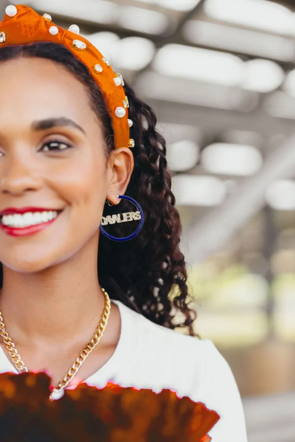 Virginia Navy Pavé Hoop Earrings-Brianna Cannon Discount