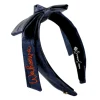 Virginia Navy Thin Embroidered Ribbon Bow Headband-Brianna Cannon Fashion