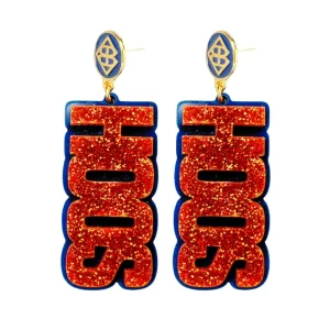 Virginia Orange Glitter and Navy HOOS Earrings-Brianna Cannon Sale